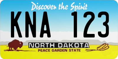 ND license plate KNA123