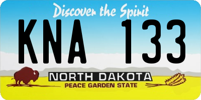 ND license plate KNA133