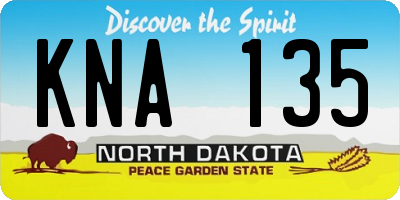 ND license plate KNA135
