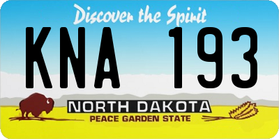 ND license plate KNA193