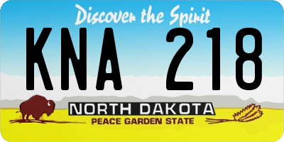 ND license plate KNA218