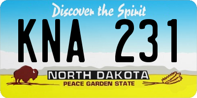 ND license plate KNA231