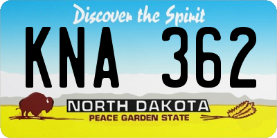 ND license plate KNA362