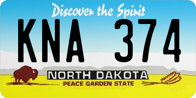 ND license plate KNA374