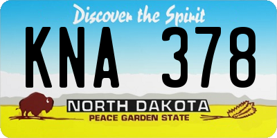 ND license plate KNA378