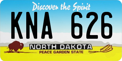 ND license plate KNA626
