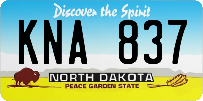 ND license plate KNA837
