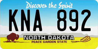ND license plate KNA892
