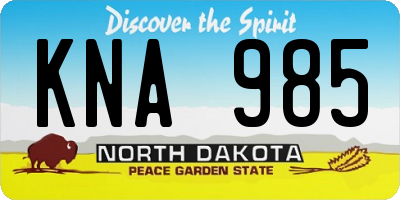 ND license plate KNA985