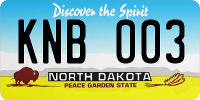 ND license plate KNB003