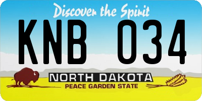 ND license plate KNB034