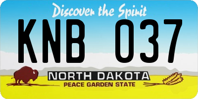 ND license plate KNB037