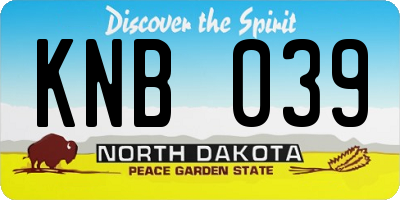 ND license plate KNB039