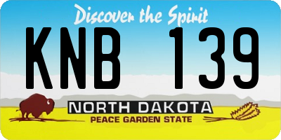ND license plate KNB139