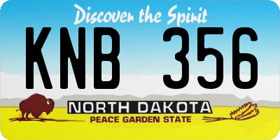 ND license plate KNB356