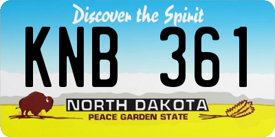 ND license plate KNB361