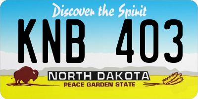 ND license plate KNB403