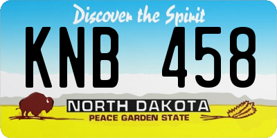 ND license plate KNB458