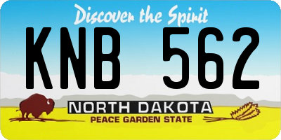 ND license plate KNB562