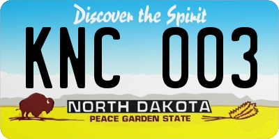 ND license plate KNC003