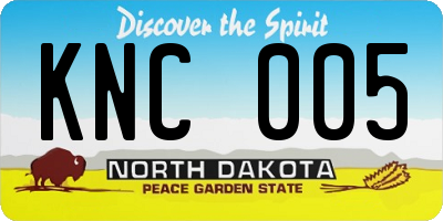 ND license plate KNC005