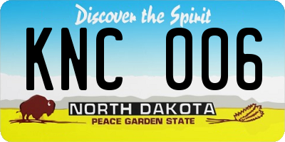 ND license plate KNC006