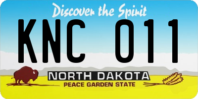 ND license plate KNC011
