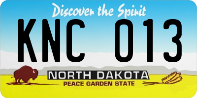 ND license plate KNC013