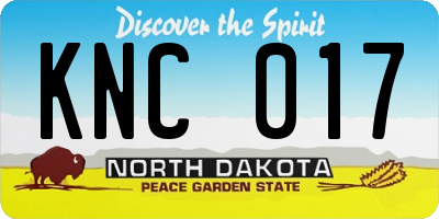 ND license plate KNC017