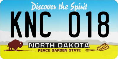 ND license plate KNC018