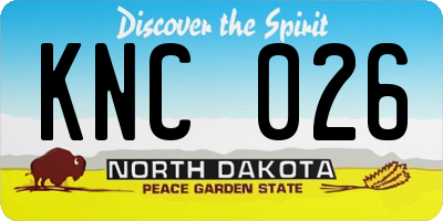 ND license plate KNC026