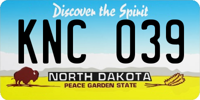 ND license plate KNC039