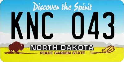 ND license plate KNC043