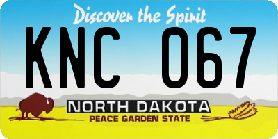 ND license plate KNC067