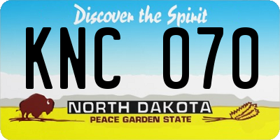 ND license plate KNC070