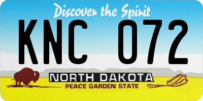 ND license plate KNC072