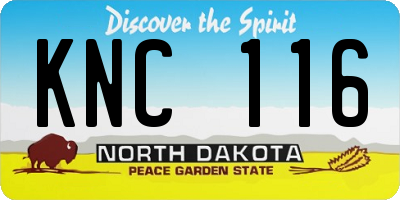 ND license plate KNC116