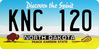 ND license plate KNC120