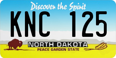 ND license plate KNC125