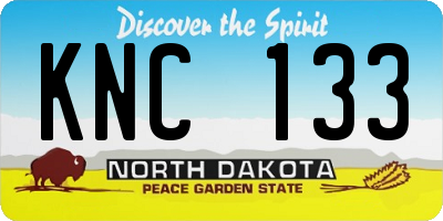 ND license plate KNC133