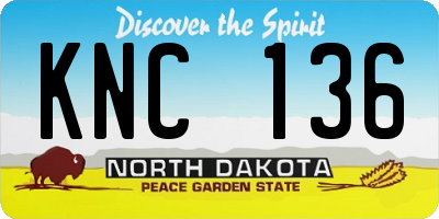 ND license plate KNC136