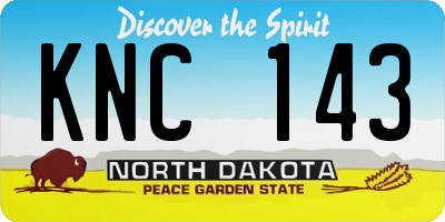 ND license plate KNC143