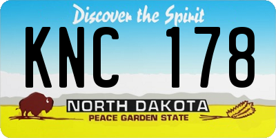 ND license plate KNC178