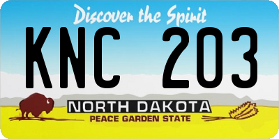 ND license plate KNC203