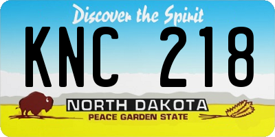 ND license plate KNC218