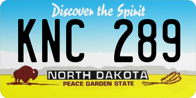 ND license plate KNC289