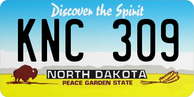 ND license plate KNC309