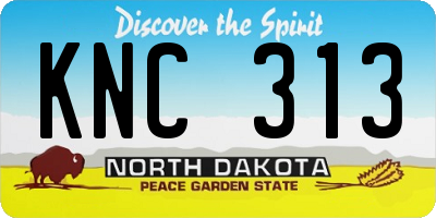 ND license plate KNC313