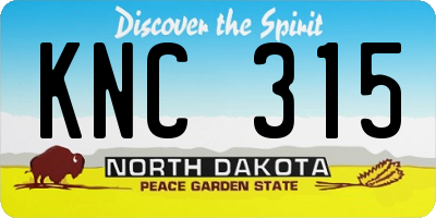 ND license plate KNC315