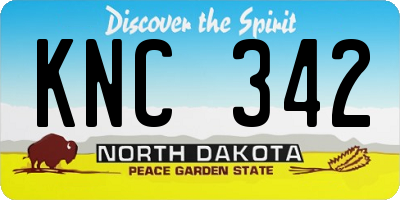 ND license plate KNC342